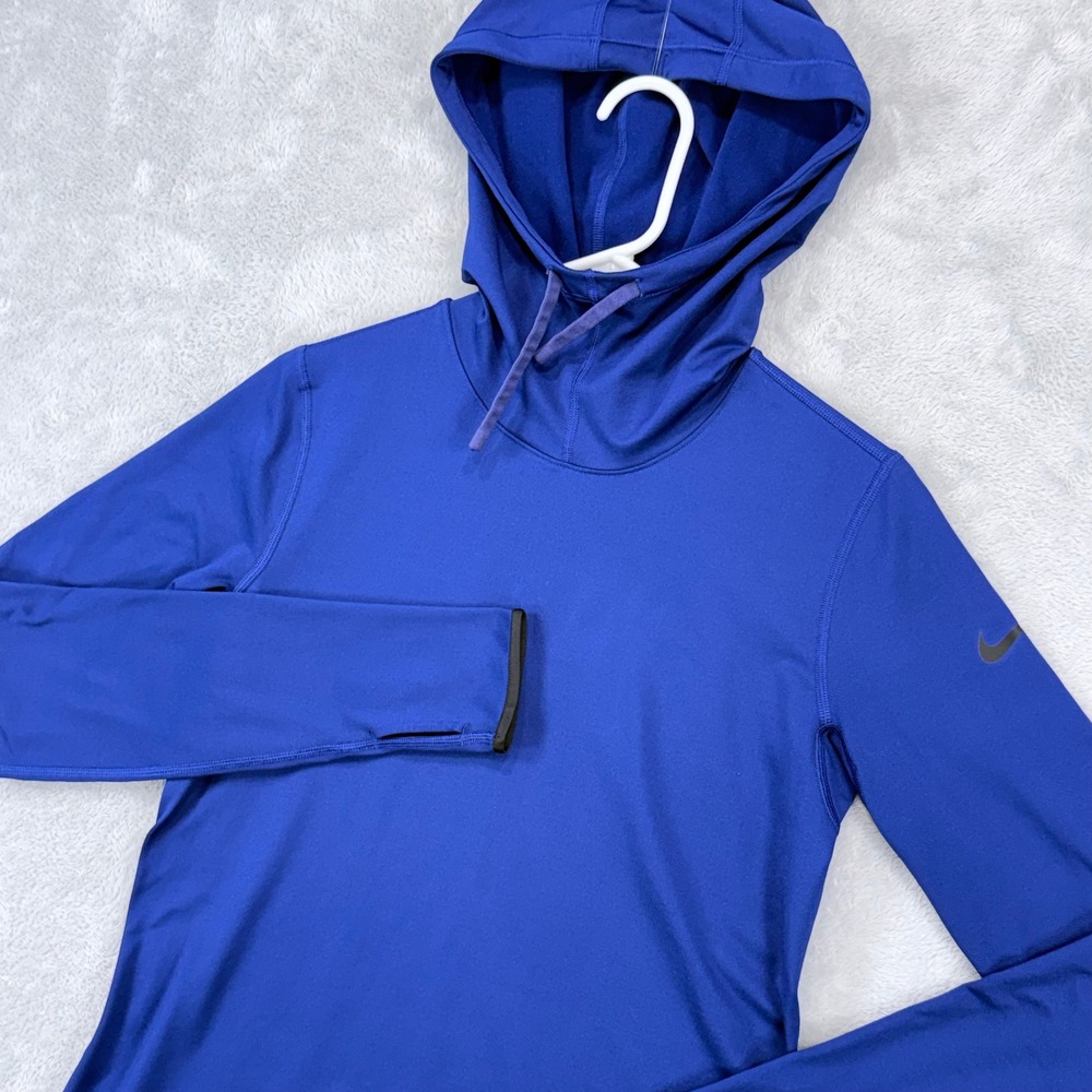 Nike Pro Hyperwarm Hoodie Womens Large Blue Dri-FIT Scuba Athletic Training Gym